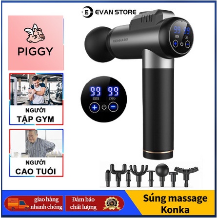 Súng massage Cầm Tay KONKA,8 Đầu Trị Liệu 99 Chế Độ Giúp Giãn Cơ Toàn Thân-PIGGY