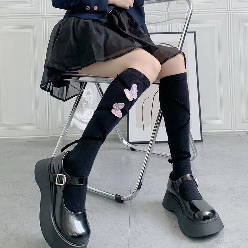 Vớ Nữ Bít Tất Đính Nơ Bướm Ba Chiều Phong Cách Lolita Nhật Bản Dễ Thương Độc Đáo
