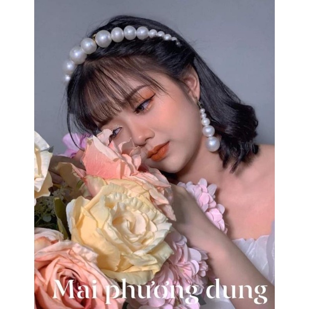 cài hạt trai nhân tạo ( kèm hoa tai)