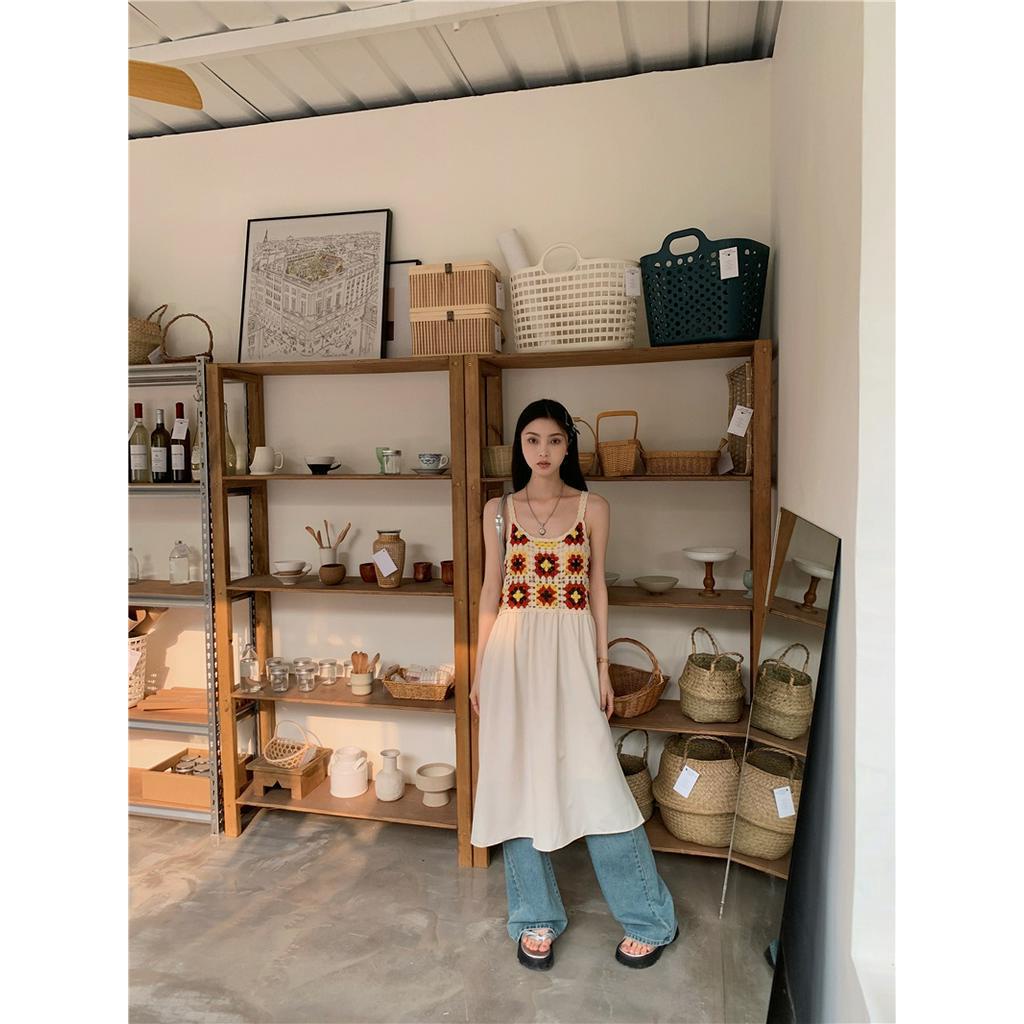 Váy Dài Đan Móc Xuyên Thấu Màu Sắc Tương Phản Thời Trang Mùa Hè 62101