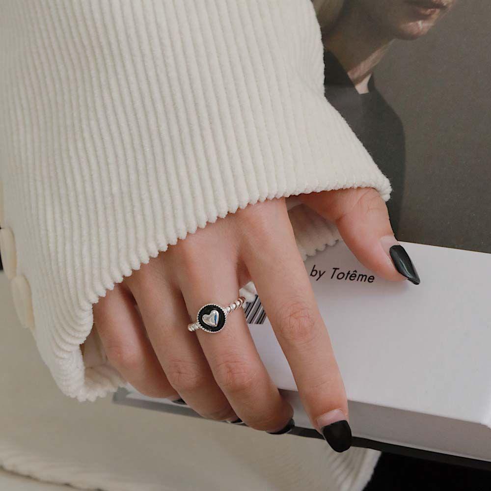 Somedayzl Nhẫn Hở Hình Trái Tim Sơn Dầu Phong Cách Punk Hip Hop Làm Quà Tặng Cho Bạn Gái