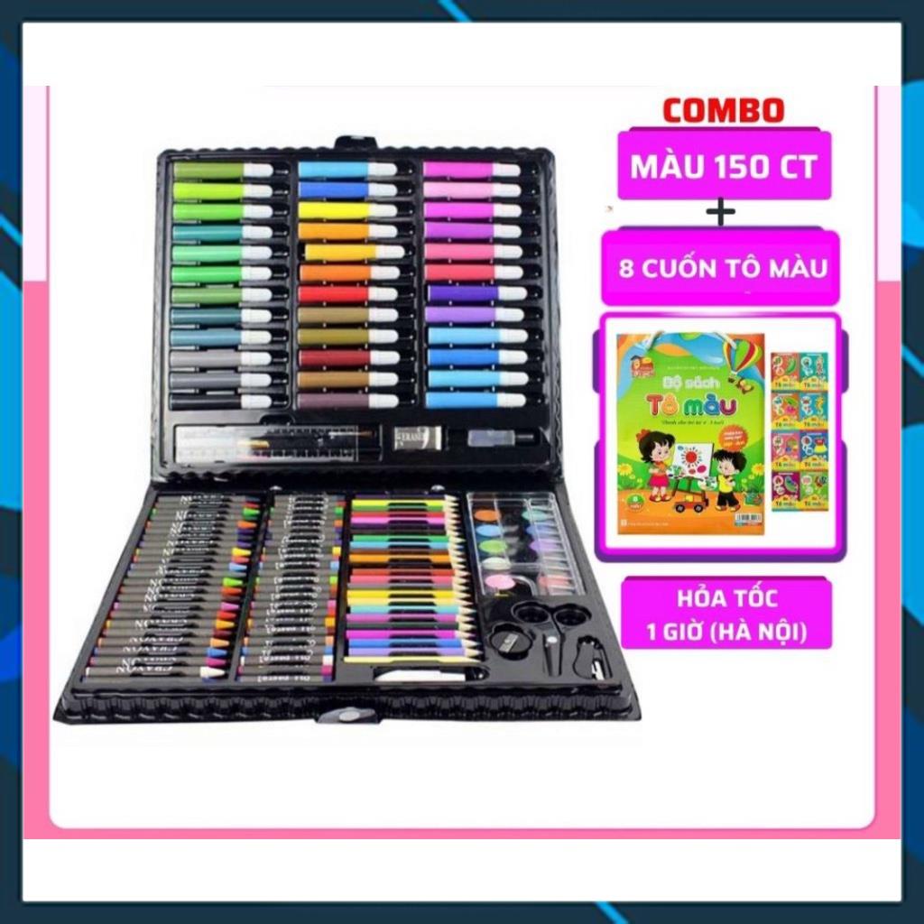 Màu 150 chi tiết kèm 8 cuốn tập tô vẽ cho bé bộ hộp bút đựng chì sáp đồ chơi thông minh sáng tạo cho trẻ em
