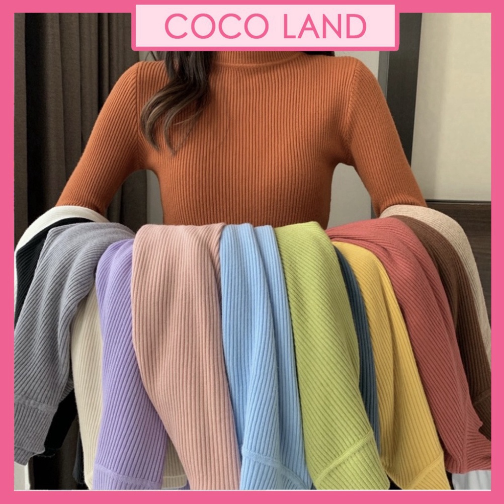 Áo len tăm cổ 3 phân Quảng Châu Trung Quốc co và giãn mềm mại và mượt mà xinh xẻo dễ mặc phối đồ kết hợp coco land