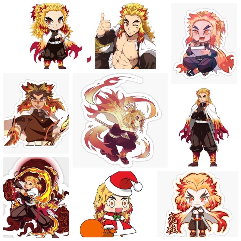 Sticker/ hình dán Rengoku Kyoujurou 30-60 cái ép lụa/Sticker Viêm trụ Kimetsu no yaiba