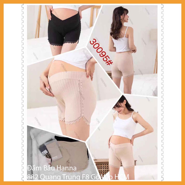 Quần đùi mặc váy hoặc mặc vơí áo bầu cạp chéo HANNA, vải cotton lạnh cao cấp mát co dãn nhiều, không bị x