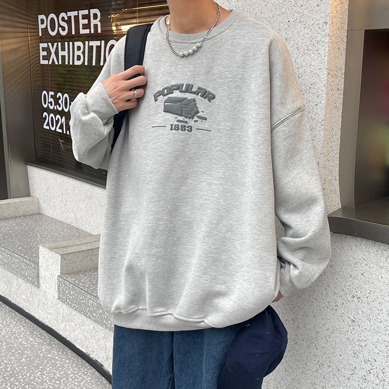 Áo sweater cổ tròn dáng rộng thời trang xuân thu cho nam