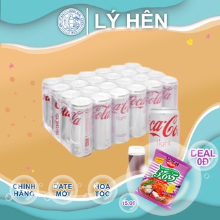 Thùng 24 Lon Nước Ngọt Có Gas Coca Cola Light Không Đường Soft Drink Lon