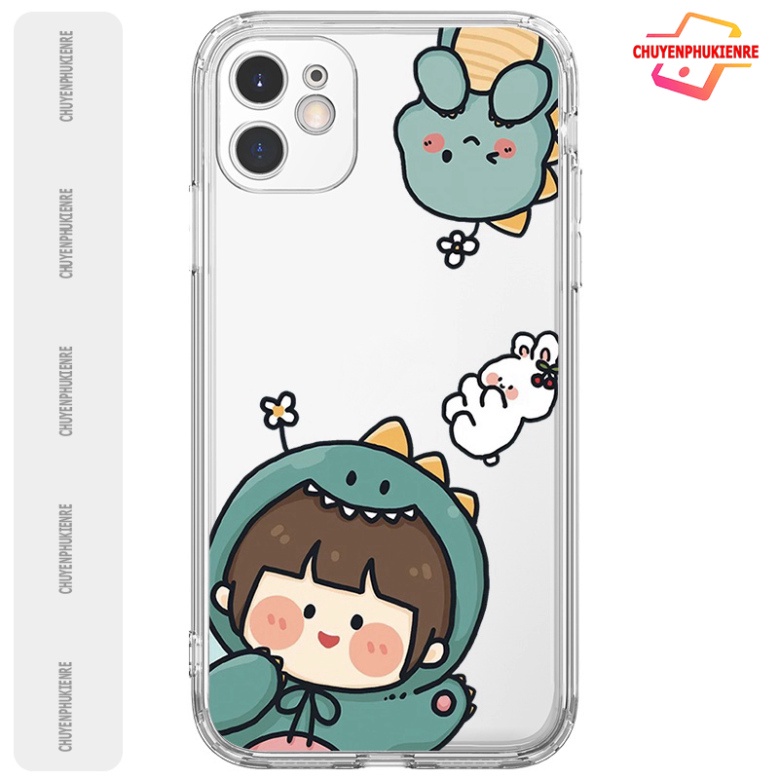 Ốp lưng iphone 6, 6s plus, 7 8 Plus, X, XS, XR, XSMAX, 11 , 12, 13 PROMAX TRONG SUỐT BÉ GÁI KHỦNG LONG 2022RE