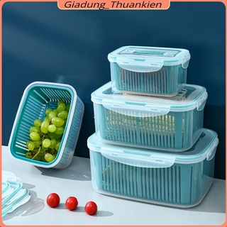 SÉT 5 HỘP BẢO QUẢN ĐỒ TỦ LẠNH 15 MÓN, Đựng Thực Phẩm Có Nắp Đậy Cao Cấp - Khay Nhựa Để Tủ Lạnh Kèm Rổ Ráo Nước