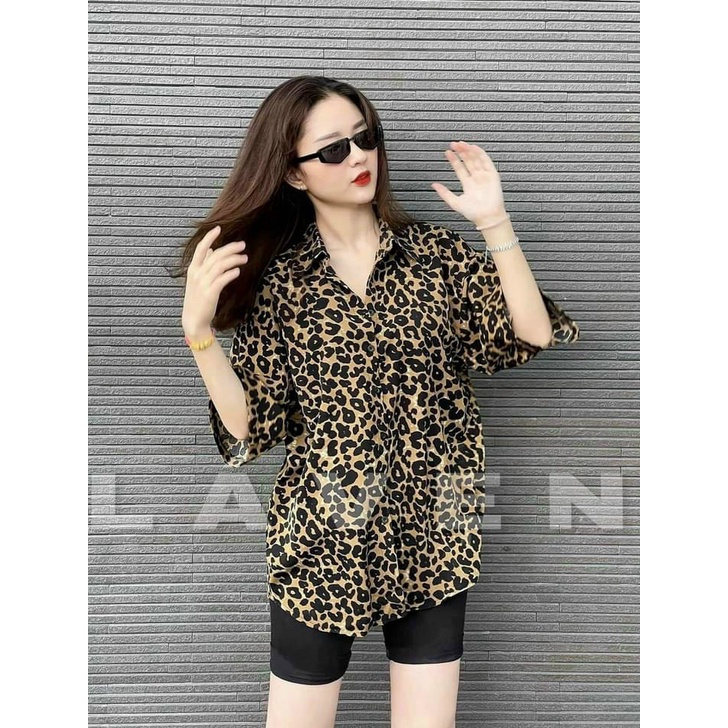 Áo sơ mi lụa cao cấp, chất mềm mịn thoáng mát, hoạ tiết báo cực ngầu, phong cách thời trang năng đông