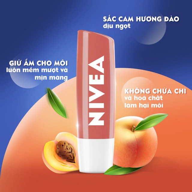 [G03] Son dưỡng môi NIVEA sắc cam hương đào Peach Shine (4.8g) - 85031 S002