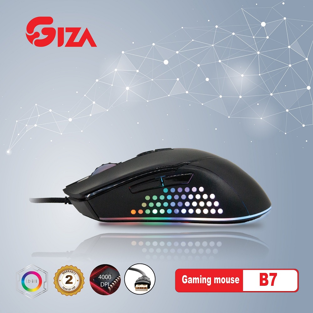 [Gaming Mouse] Chuột chuyên Game cao cấp GIZA B7 Dor Beetle, Led RGB, DPI 4000, BH 2 năm (Đen) - Nhất Tín Computer