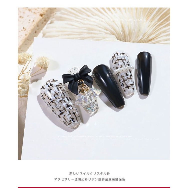Charm nơ chuông cao cấp, charm chuông đính móng, phụ kiện nơ trang trí móng