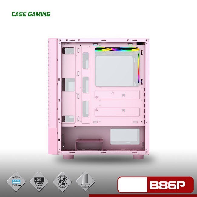 Vỏ Máy Tính Gaming Mặt Lưới VSP B86P (PINK,WHITE,BLACK)- Hàng Chính Hãng - 2T_PC