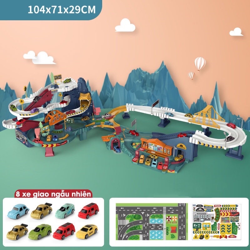 Đồ chơi đường đua cao tốc,hầm khủng Long,gara oto
