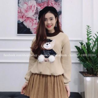 Áo thun hình gấu ép lông