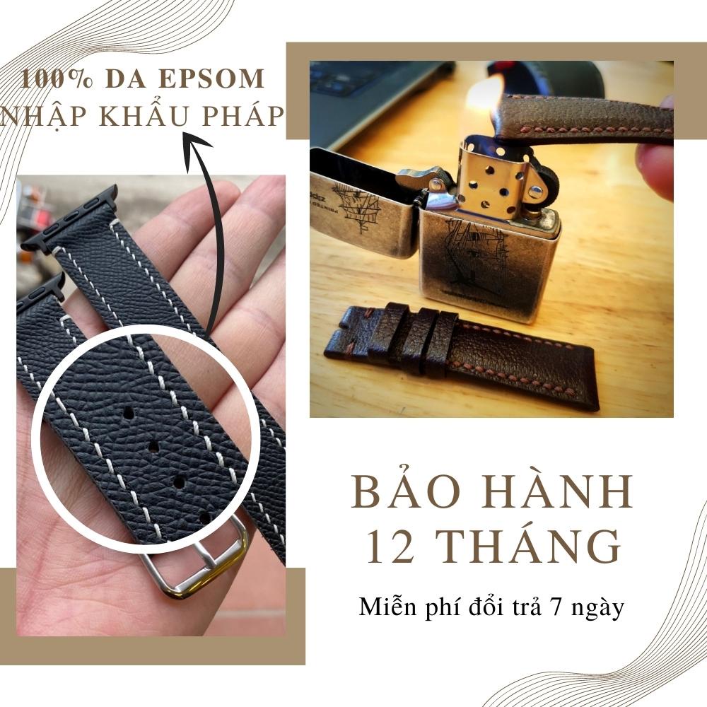 Dây đồng hồ 22mm 20mm 18mm handmade nam da bò dây đeo đồng hồ gia xịn cao cấp đẹp giá rẻ nhập khẩu Epsom