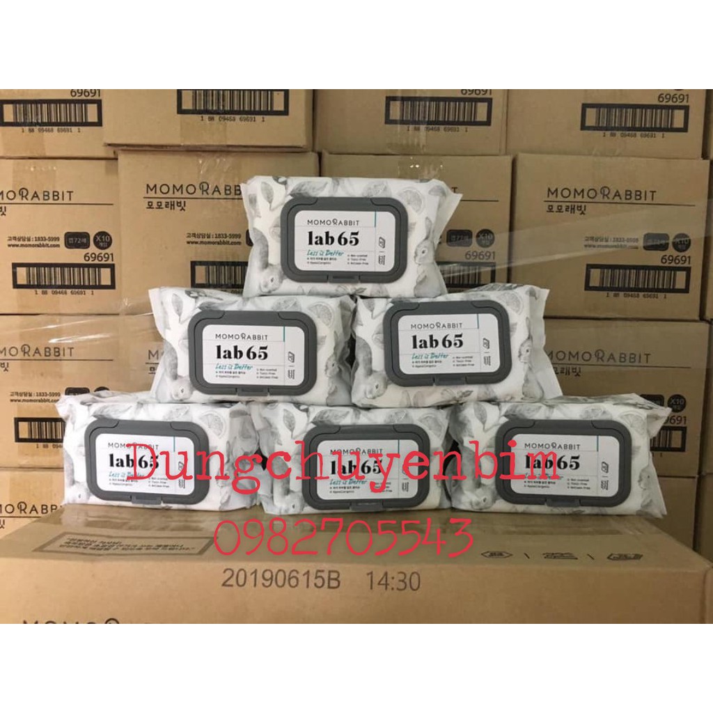 Khăn giấy ướt Momo Rabbit Hàn Quốc Lab65 gói to 72 tờ