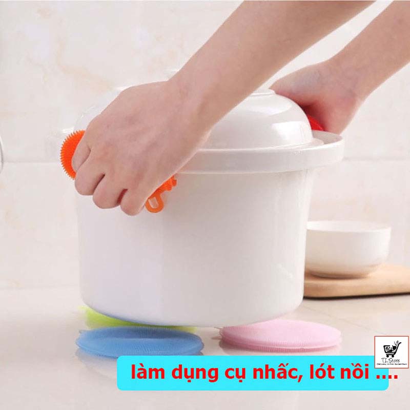 Miếng rửa bát chén dĩa Silicon tiện lợi cho nhà bếp - Miếng rửa chén bát xoong nồi Silicon có lỗ treo - RỬA BÁT SILICON