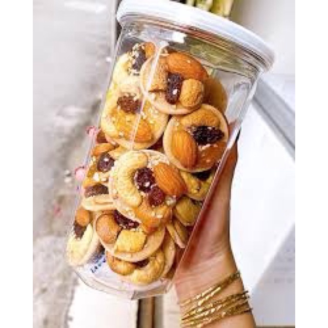 300GR Bánh Đồng Tiền Mix Hạt Và Trái Cây Cực Ngon, Giàu Dinh Dưỡng: Hạt Điều, Hạnh Nhân, Nho khô, mè, mạch nha...