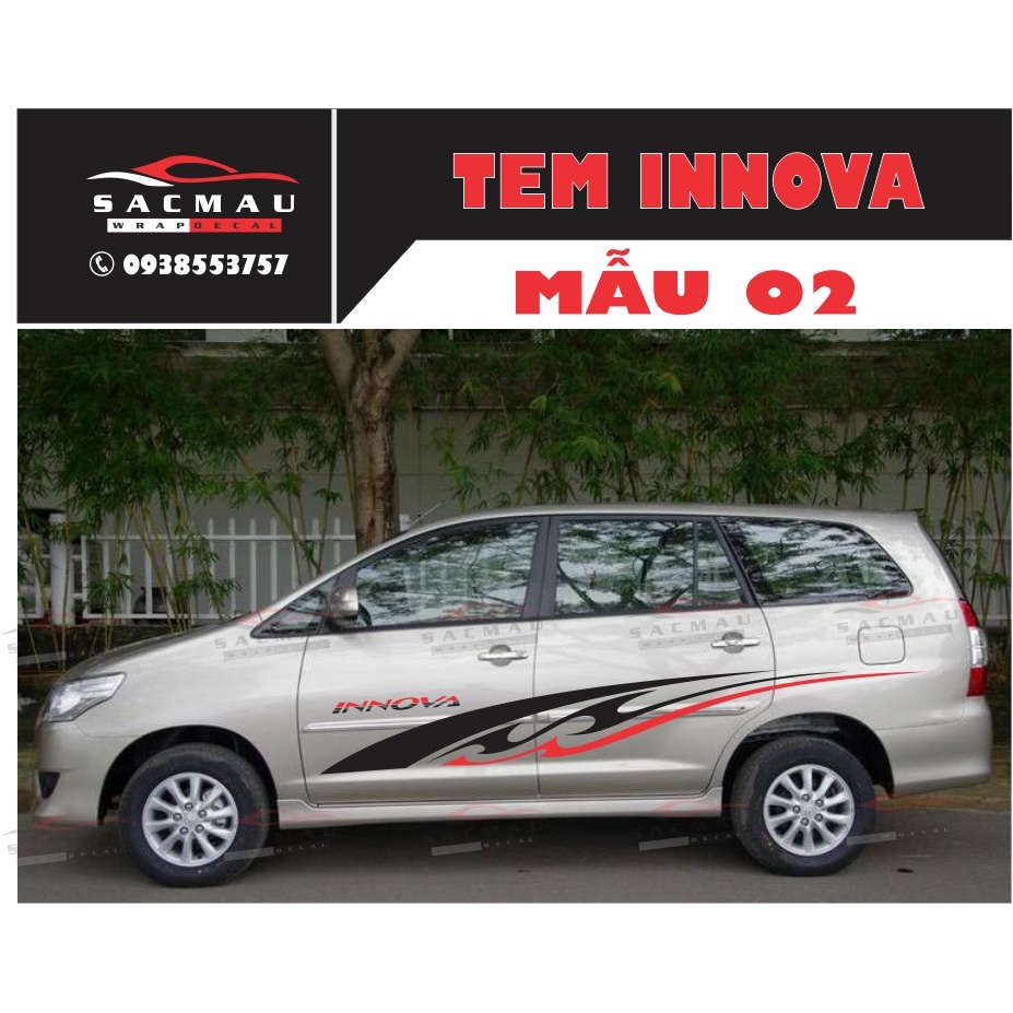 Tem dán xe Innova  dán được cho tất cả các dòng xe