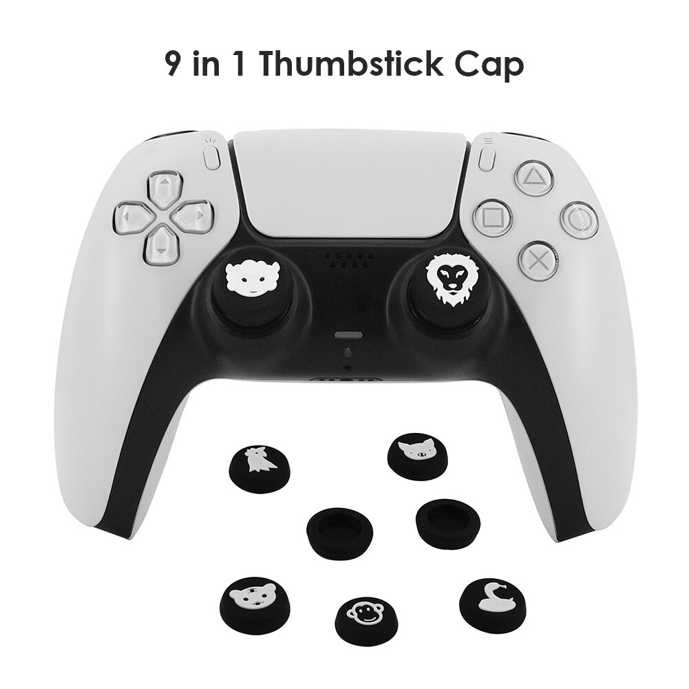 9pcs Soft Silicone Thumb Grip Stick Cap Cover for PS5 PS4 Xbox One S X Series S X Controller Analog Thumb Stick Animal Cap Cover