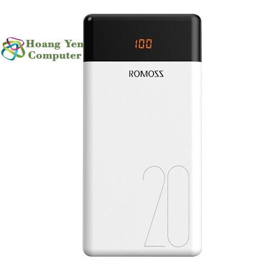 [CHÍNH HÃNG] Sạc Sự Phòng Romoss LT20 20000mAh Màn Hình Led, 3 Cổng Sạc Vào - BH 1 Năm - Hoàng Yến Computer