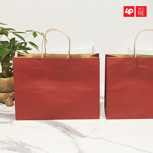 10 TÚI KRAFT ĐỎ ĐẬM NGANG 32X24X11CM  - HỎA TỐC