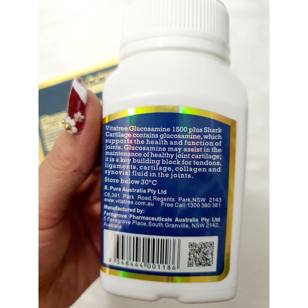 Viên Bổ Xương Khớp và Sụn Giúp Làm Lành Tổn Thương Do Vận Động Glucosamine Vitatree - Hộp 100 Viên