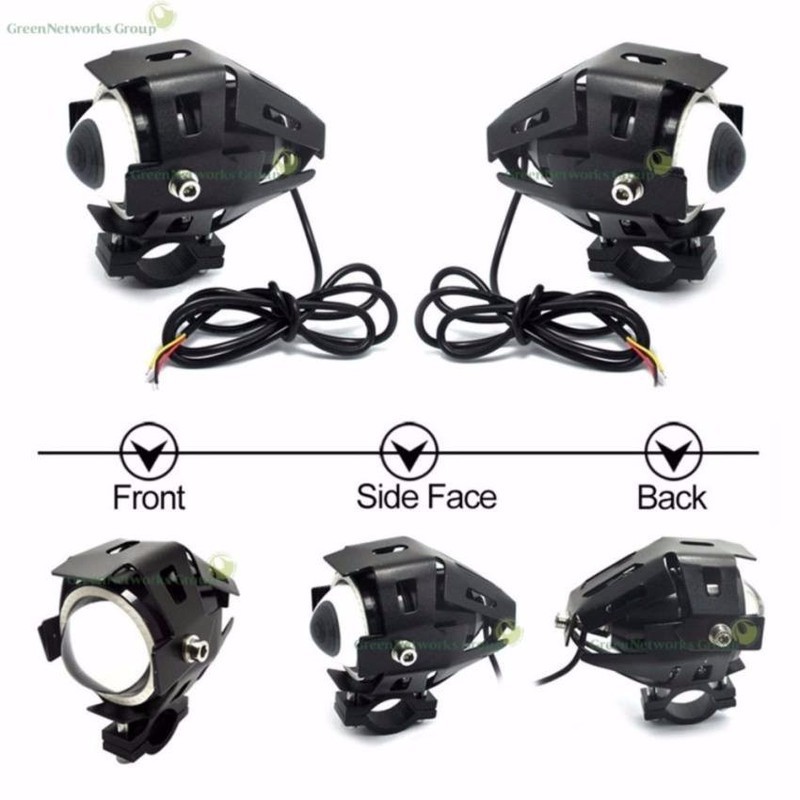 Bộ 3 đèn pha led U7 GreenNetworks ánh sáng đỏ+ Tặng cặp công tắc led