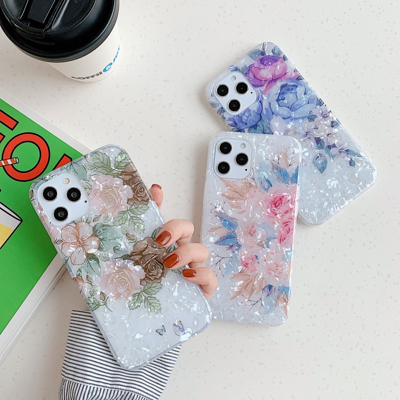 Ốp Điện Thoại Mềm Chống Sốc Họa Tiết Hoa Vintage Cho iPhone 14 13 12 11 Pro Max XS XR X 8 7 Plus + SE 2020