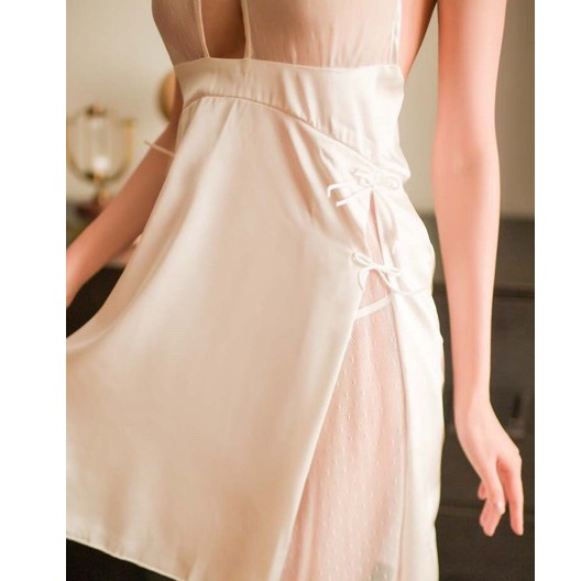 Q11.HCM [BL 134]  Đầm ngủ satin lụa phối ren quyến rũ [không mút ngực ] - CÔ CHỦ NHỎ