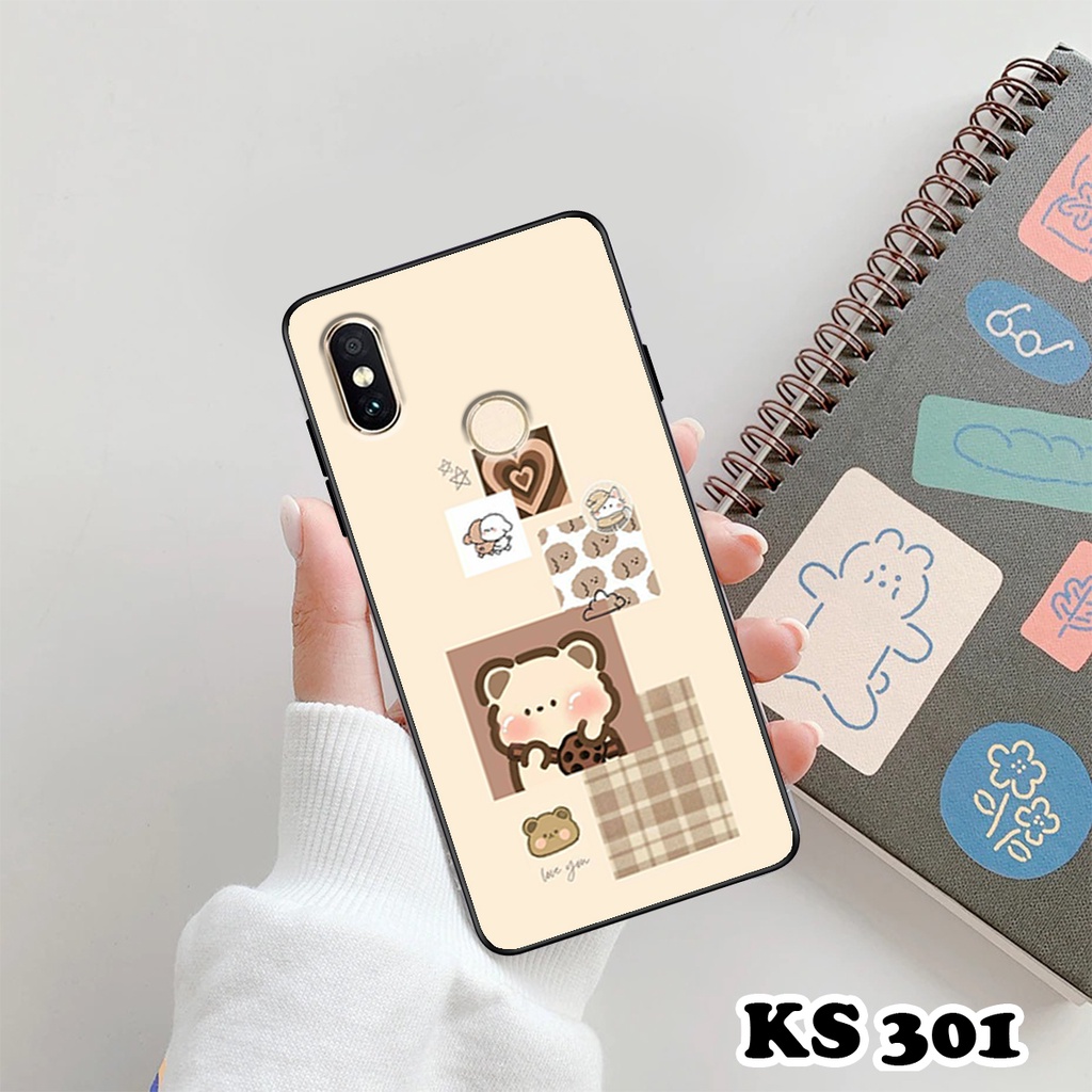 Ốp lưng Xiaomi Mi A1 - Xiaomi Mi A2 - Xiaomi Mi A2 Lite - Ốp in hình gấu &amp; thỏ đang yêu - Lưng nhám viền TPU