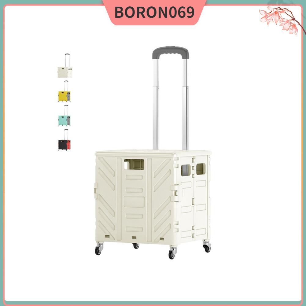 Xe đẩy tiện ích có thể gập lại 4 Phanh im lặng Bánh xe đa năng Có thể thu gọn Xe đẩy tay Cán Thùng gấp có nắp Boron069