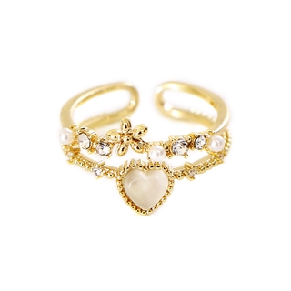 Nhẫn Đeo Tay Kim Loại Đính Đá Opal Giả Xinh Xắn Cho Nữ