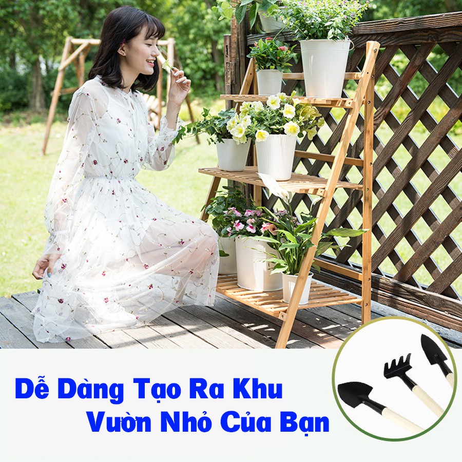 Giá để chậu hoa, cây cảnh, để đồ đa năng bằng gỗ tre tự nhiên Vango V15 sang trọng, hiện đại, sơn phủ bóng chống nước