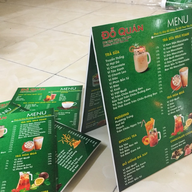 Menu Quán Cafe Trà Sữa Nhà Hàng- Menu Bồi Fomex Cực Bền