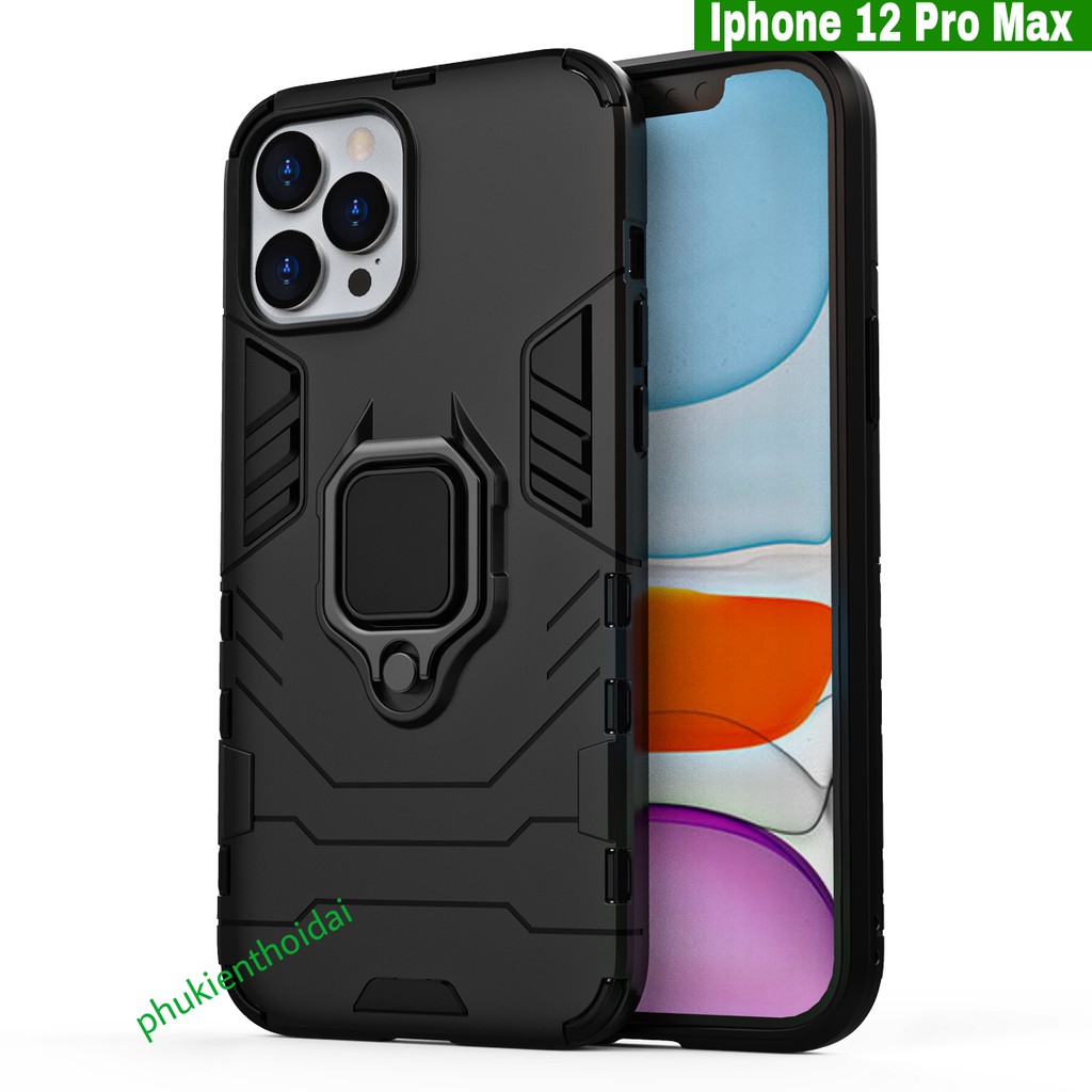 Ốp lưng Iphone 12 Pro Max chống sốc Iron Man Iring giá đỡ mặt lưng nhựa PC viền dẻo