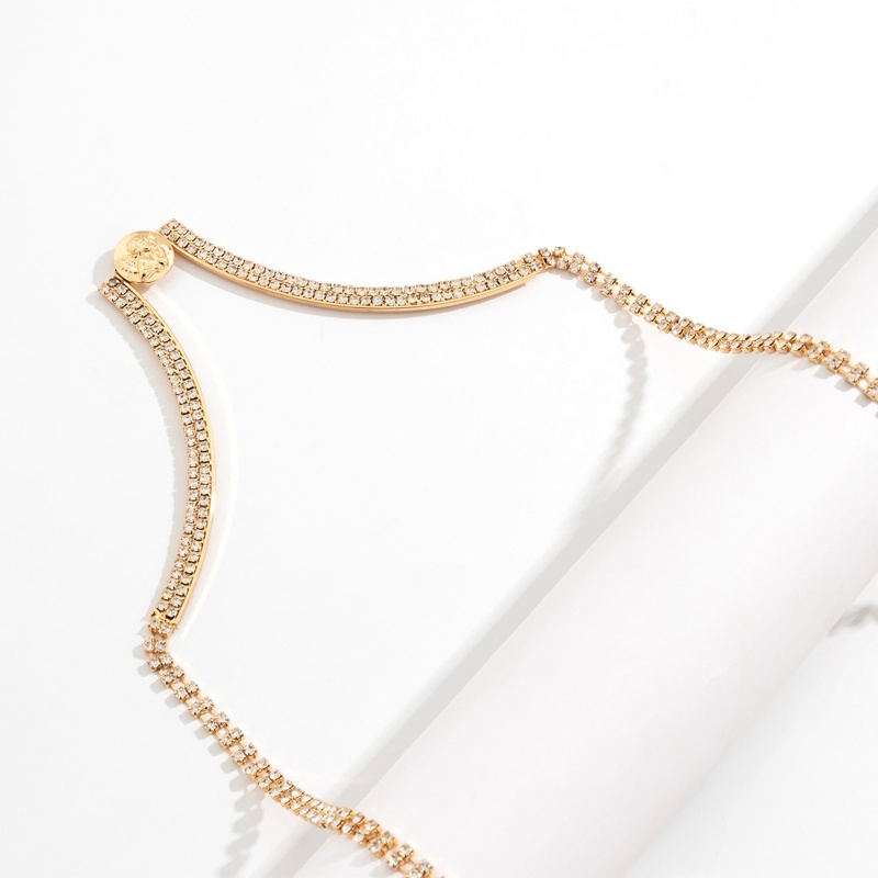 Dây Xích Đeo Một Lớp Bằng Hợp Kim Đính Đá Trang Trí Cơ Thể Cho Nữ