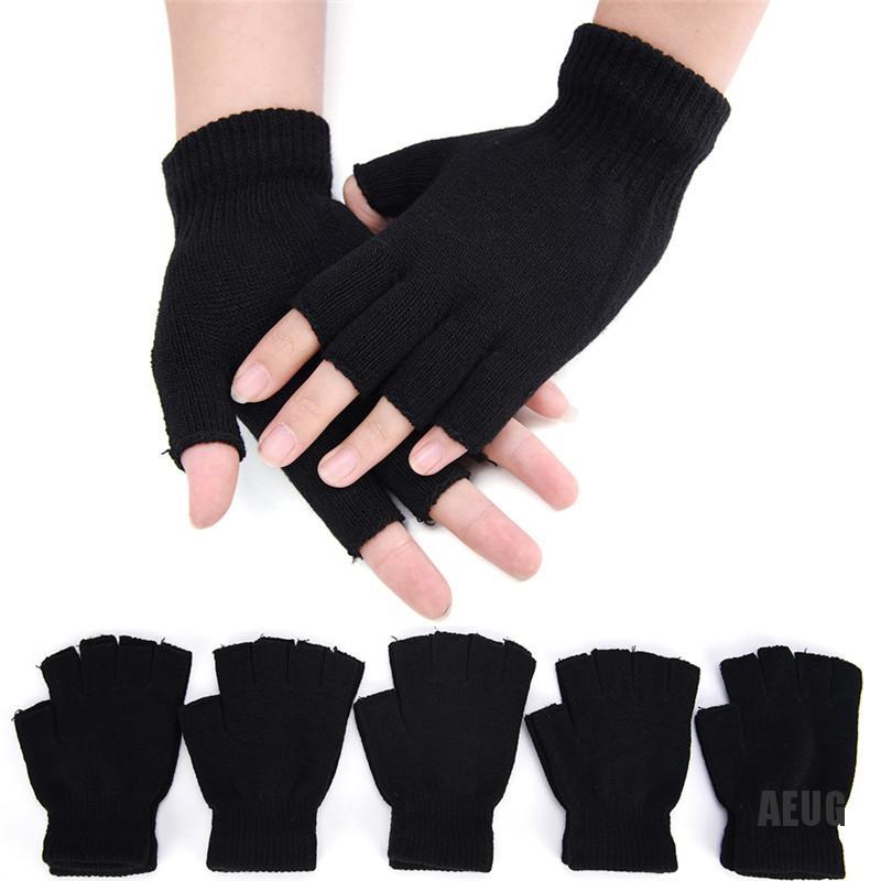 Găng Tay Dệt Kim Hở Ngón Co Giãn Giữ Ấm Cho Nam