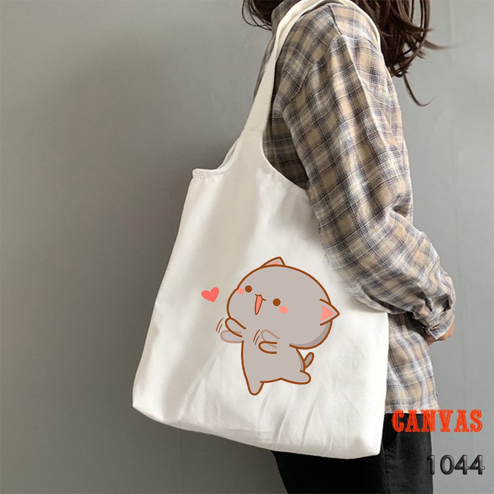 TÚI TOTE TRẮNG CHẤT VẢI CANVAS 1044 KAIWAI THẢ TIM DỄ THƯƠNG HÀNG CHUẨN ĐẸP