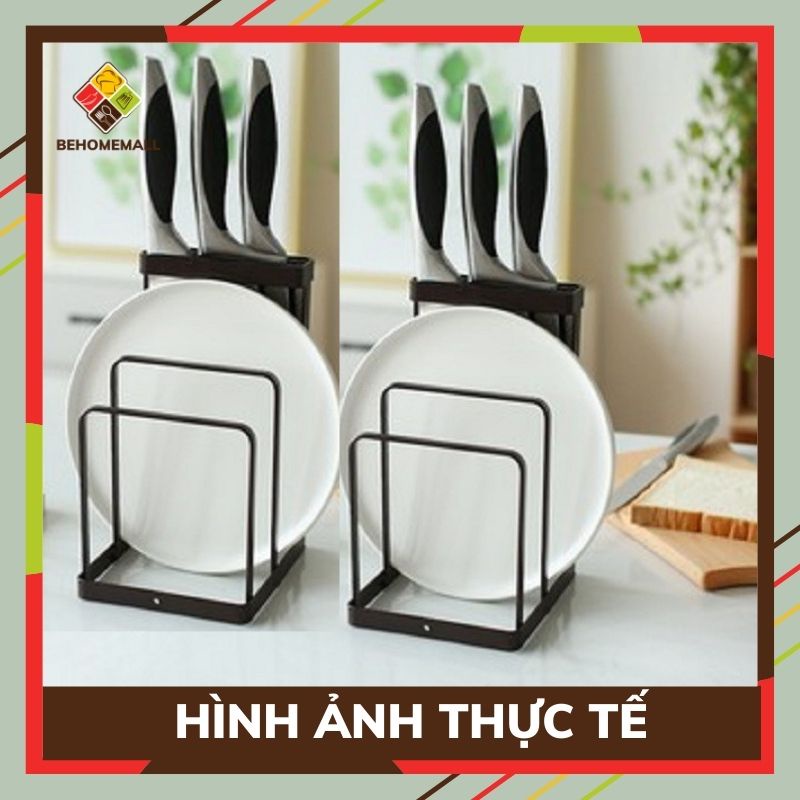 Kệ để dao thớt inox sơn tĩnh điện BEHOMEMALL giá để dao thớt nhà bếp hiện đại