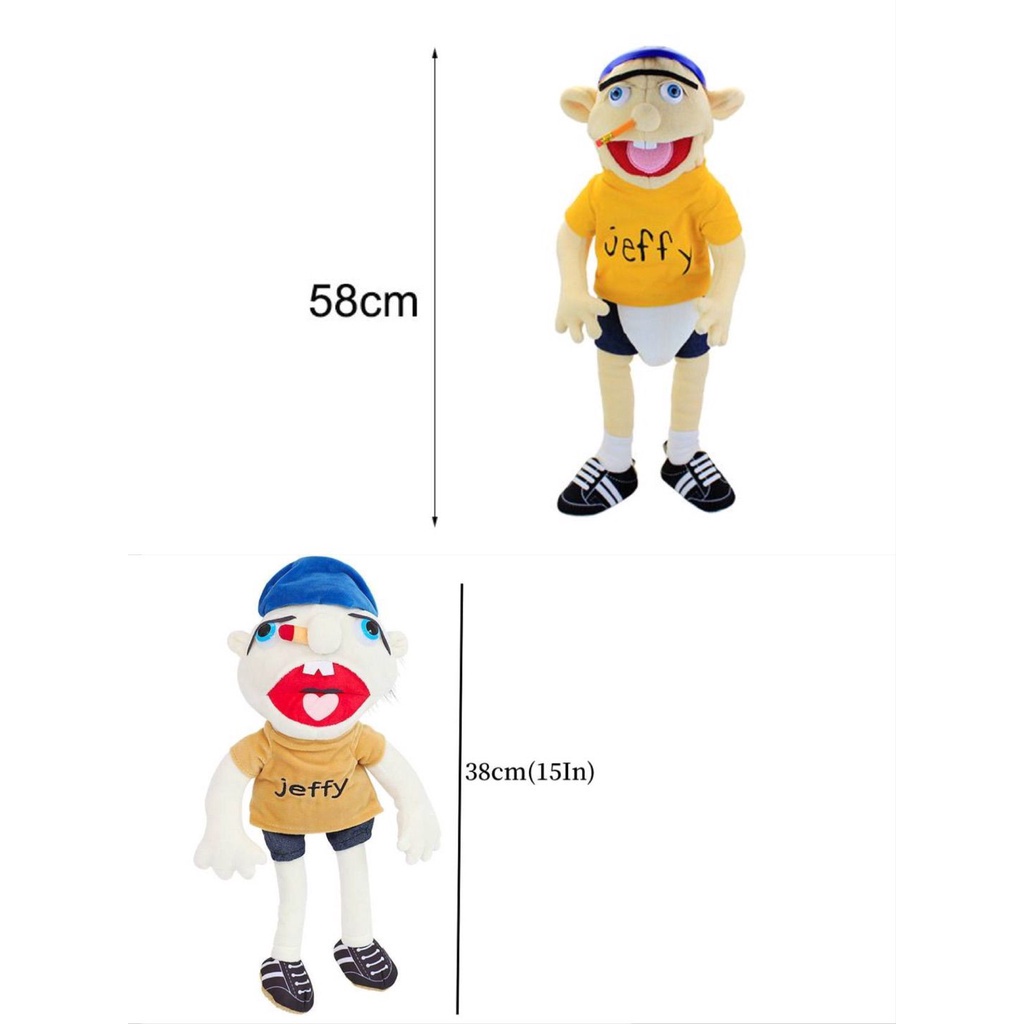60cm Jeffy Cartoon Hand Puppet Plush Toy Feebee Jeff Sister Puppet Parent Child Interaction Plush Doll Christmas Doll Plush Toys Kids Gift