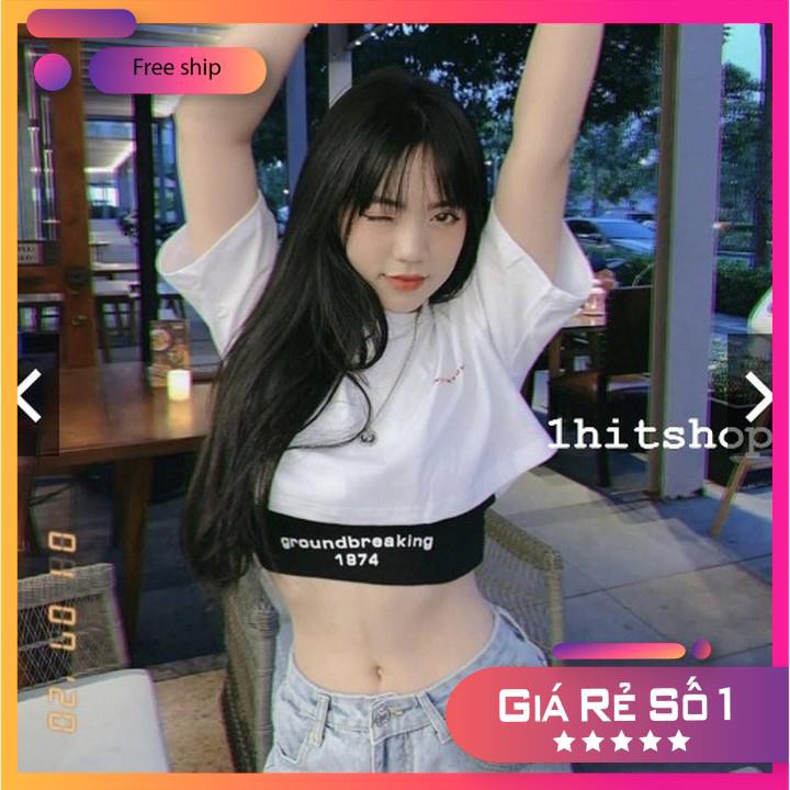 [Mã FAMAYWA giảm 10K đơn 50K] Áo Thun Croptop GROUNDBREAKING 1974 - Set Croptop 2 món
