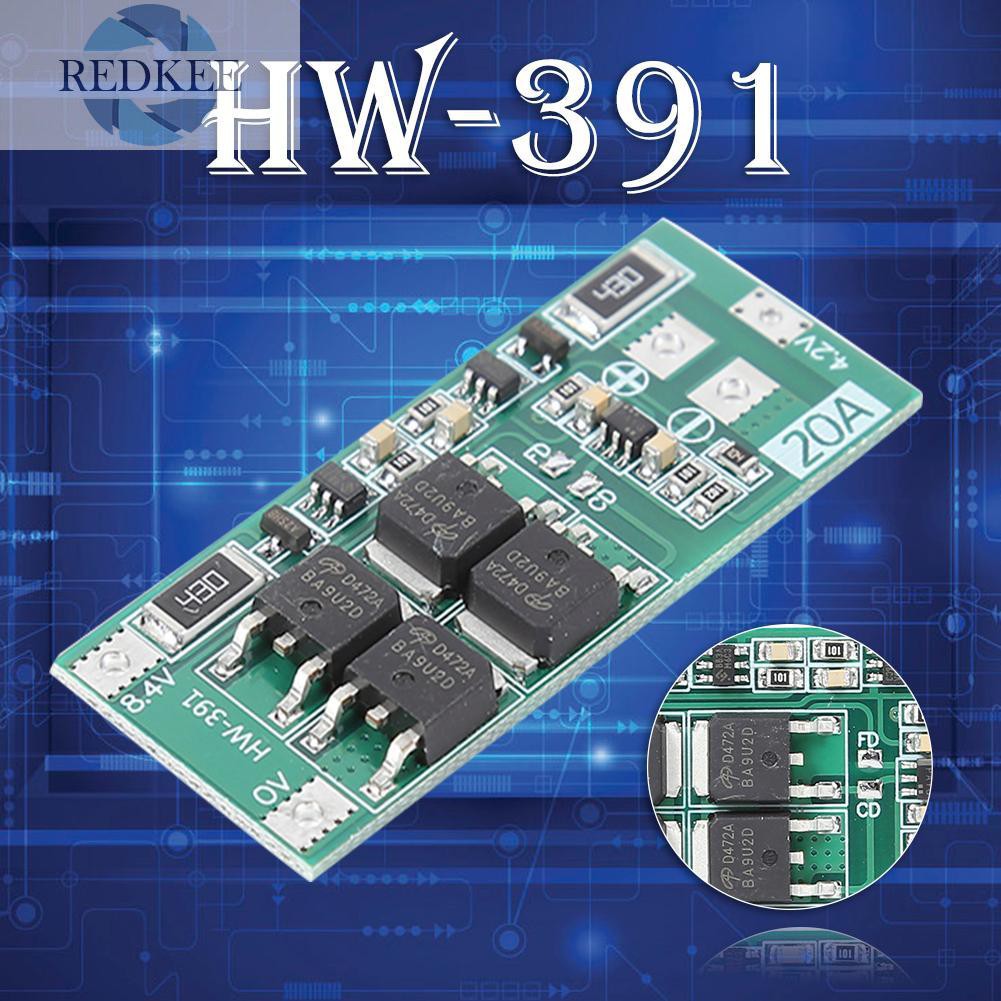 Bảng Mạch Bảo Vệ Pin Lithium Redkee 2s 20a Bms 7.4v 8.4v 18650