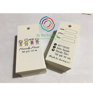 Combo 1000 tag quần áo thiết kế theo yêu cầu KT 3,5 x 8 cm