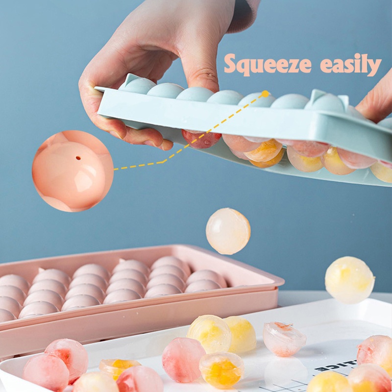 Khuôn Silicone Làm Đá Viên 18/33 Ngăn Hình Viên Kim Cương Tròn Sáng Tạo