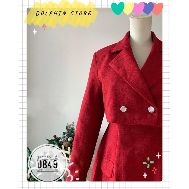 BIGSIZE Set đầm kèm áo blazer