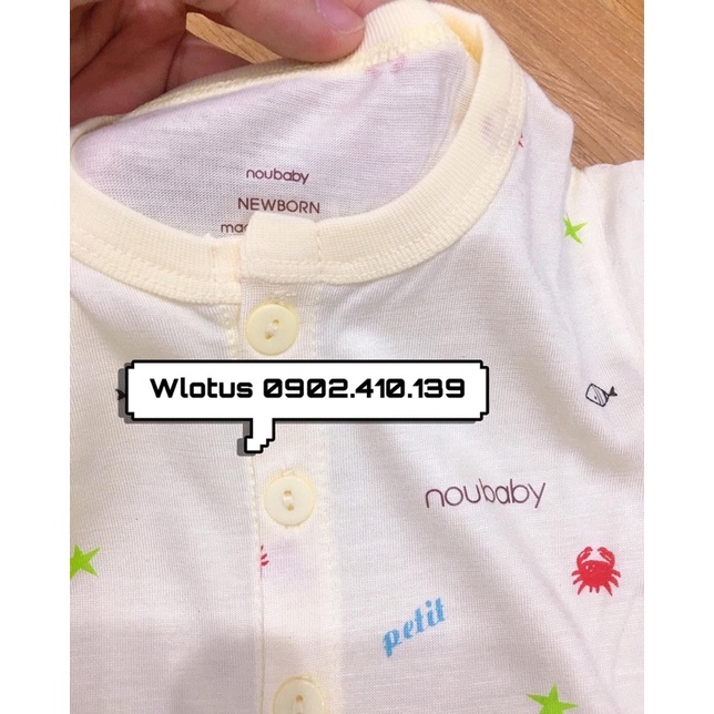 Bộ dài tay thun lạnh sợi tre sơ sinh đáp đũng Nous Baby đến 1 tuổi chinh hãng. chất vải siêu mềm mát