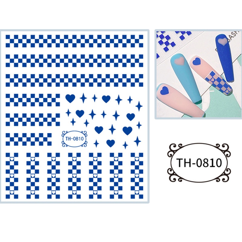Nhãn Dán Móng Tay Họa Tiết Hình Học 3D Phong Cách Hàn Quốc Nhật Bản